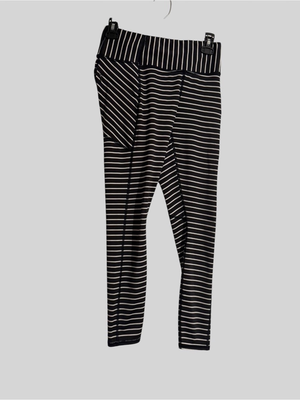Athleta Black and White Striped Leggings